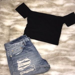 MISSGUIDED Black Ribbed Crop Top